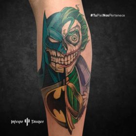 tatuaje de batman, tatuaje del joker, tatuajes de cómics, tatuajes en el brazo, infierno tatuajes