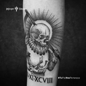 tatuaje de la muerte, tatuajes de santa muerte en el antebrazo, estudio de tatuaje df, infierno tatuajes