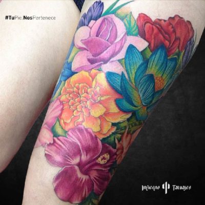 tatuaje de flores, tatuajes de flores para mujer, tatuajes de flores en la pierna, donde tatuarme, infierno tatuajes