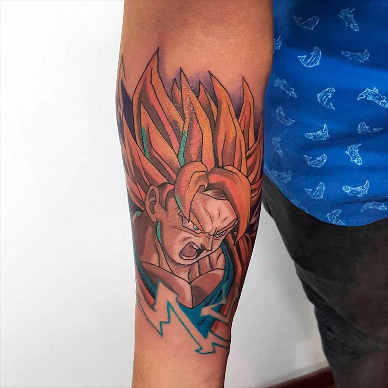 Tatuaje de Goku en el antebrazo – Creado por Christopher | Infierno  Tatuajes | Infierno Tatuajes