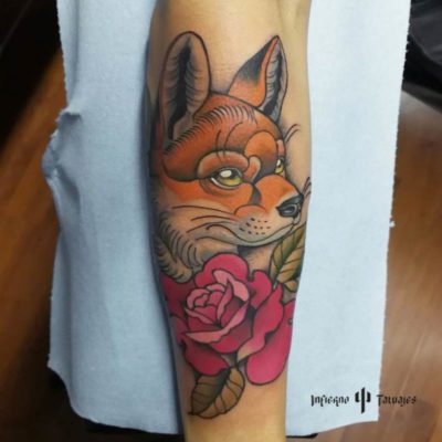 Tatuaje de zorro de fuego – Creado por Chris | Infierno Tatuajes