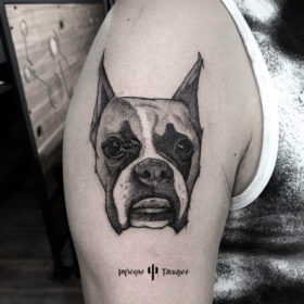 tatuaje de perro en brazo infierno tatuajes