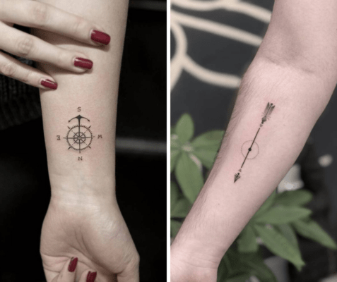 tatuajes de flechas y brújulas pequeños