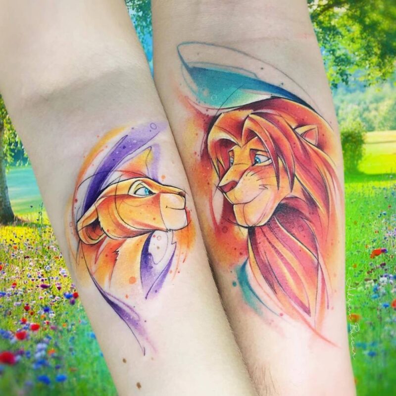 tatuaje parejas rey león infierno tatuaje