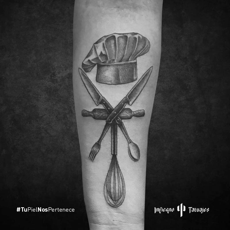 tatuaje de utencilios de cocina infierno tatuajes