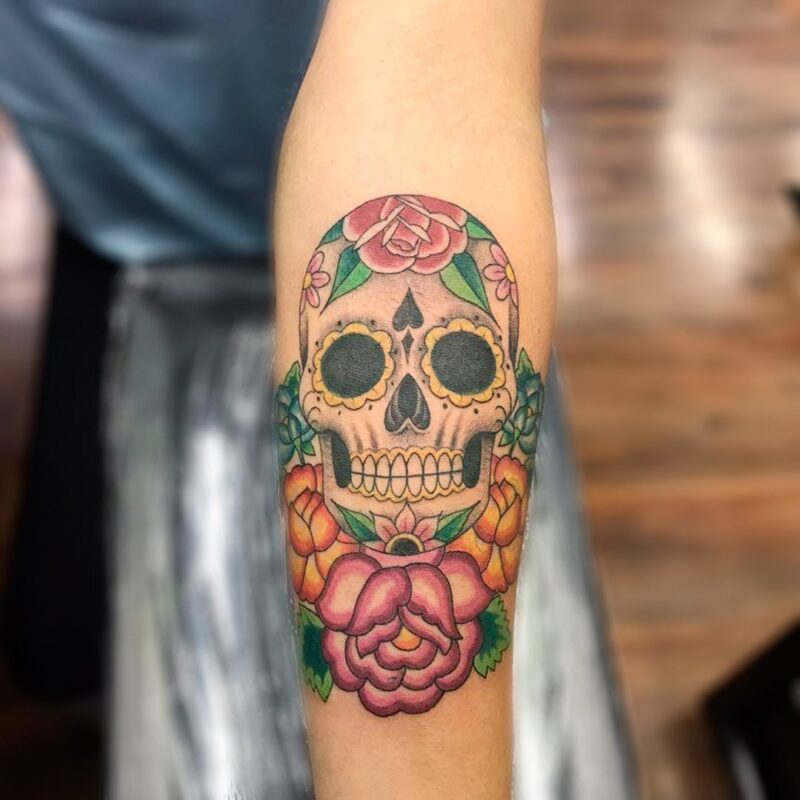 Tatuaje de cráneos de color