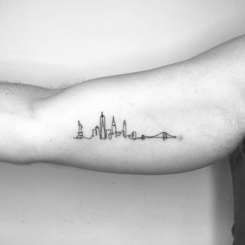tatuaje de siluetas de ciudades